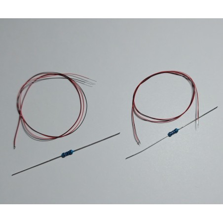 LED-01 - 2 LED rouges miniatures (0,5 x 1mm) avec résistances